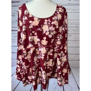 NWT Suzanne Betro Weekend Shirt Plus Size 2X XXL Babydoll Floral U2601104 Eyelet